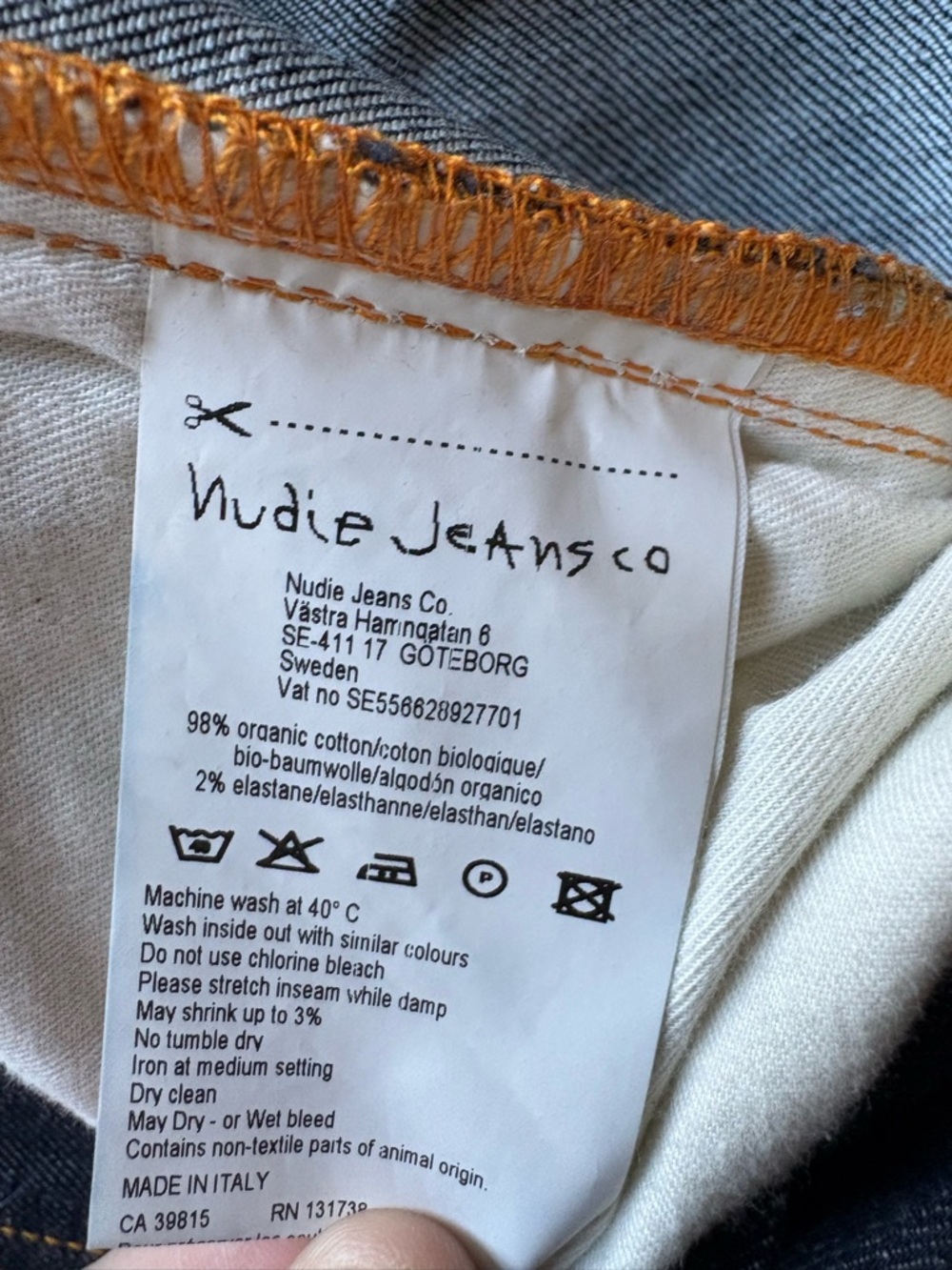 Thin Finn Nudie Jeans Dark Blue Slim Straight Denim - Picture 6 of 7